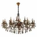 Lustre 24 Bracos Bronze Com cristal Transparente 120cm 24xE14 Eletrorastro