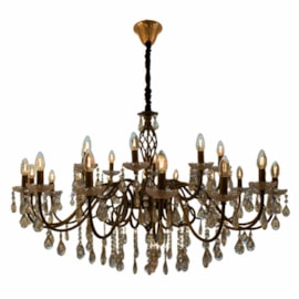 Lustre 24 Bracos Bronze Com cristal Transparente 120cm 24xE14 Eletrorastro