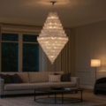 Lustre Bourbon Cromado Com Cristal Transparente 105Cm 63 Lâmpadas E14 Eletrorastro