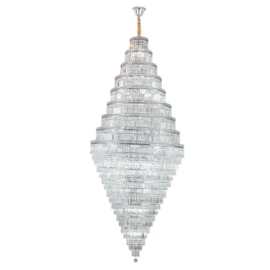 Lustre Bourbon Cromado Com Cristal Transparente 105Cm 63 Lâmpadas E14 Eletrorastro