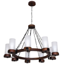 Lustre Country Envelhecido 9 Lâmpadas Redondo Müller Lustre Country Envelhecido 9 Lâmpadas Redondo Müller