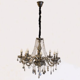 Lustre Cristal Fumê 8 Lâmpadas Eletrorastro Lustre Cristal Fumê 8 Lâmpadas Eletrorastro