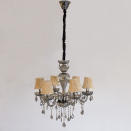 Lustre Cristal Fumê com Cúpula 6 Lâmpadas Eletrorastro Lustre Cristal Fumê com Cúpula 6 Lâmpadas Eletrorastro
