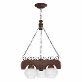 Lustre Madeira Envelhecido 3 Lâmpadas Canga Muller Lustre Madeira Envelhecido 3 Lâmpadas Canga Muller