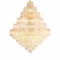 Lustre Moçambique Dourado Com Cristal Champagne 34 Lampadas E14 Eletrorastro