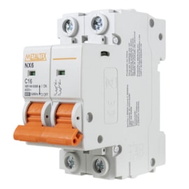 Mini Disjuntor C Bipolar 16A 6Ka Metaltex