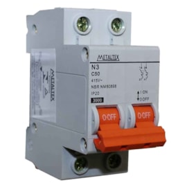 Mini Disjuntor C Bipolar 50A Metaltex Mini Disjuntor C Bipolar 50A Metaltex