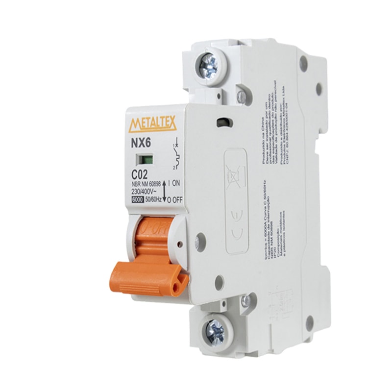 Mini Disjuntor C Monopolar 02A 6Ka Metaltex