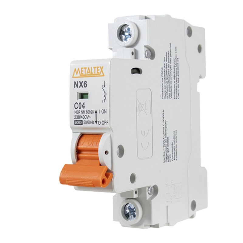 Mini Disjuntor C Monopolar 04A 6Ka Metaltex