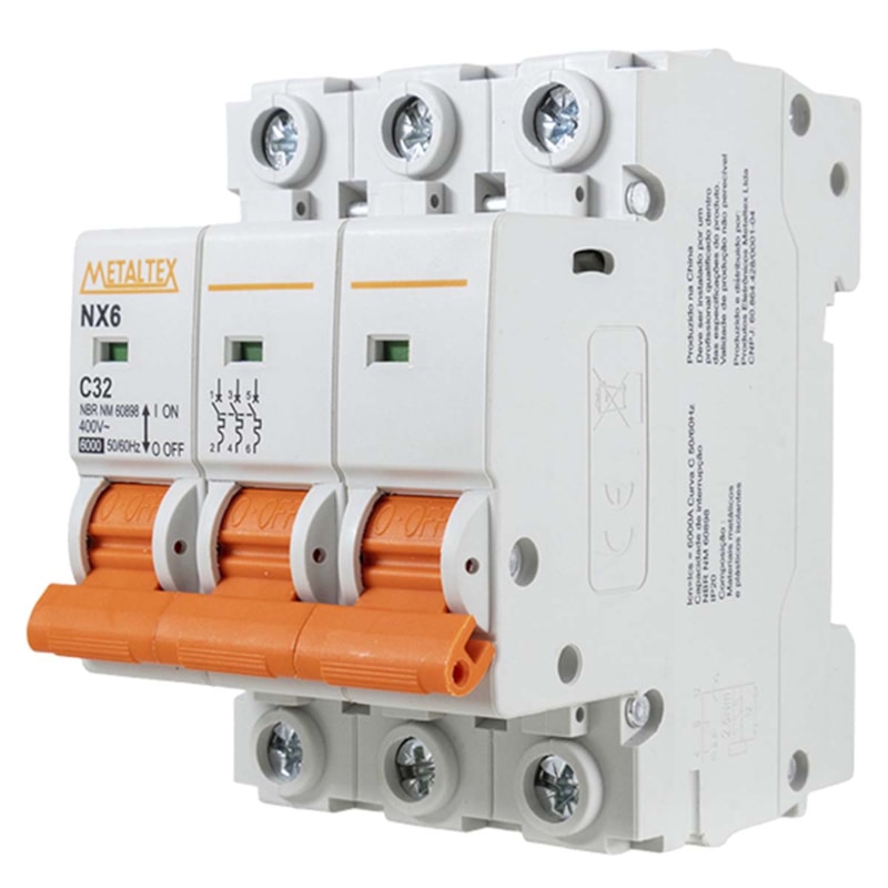 Mini Disjuntor C Tripolar 32A 6Ka Metaltex