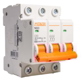 Mini Disjuntor C Tripolar  63A  3Ka Metaltex