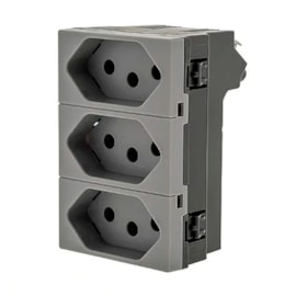 Módulo Plus+ Tomada Tripla 10A Cinza Borne Automático Pial