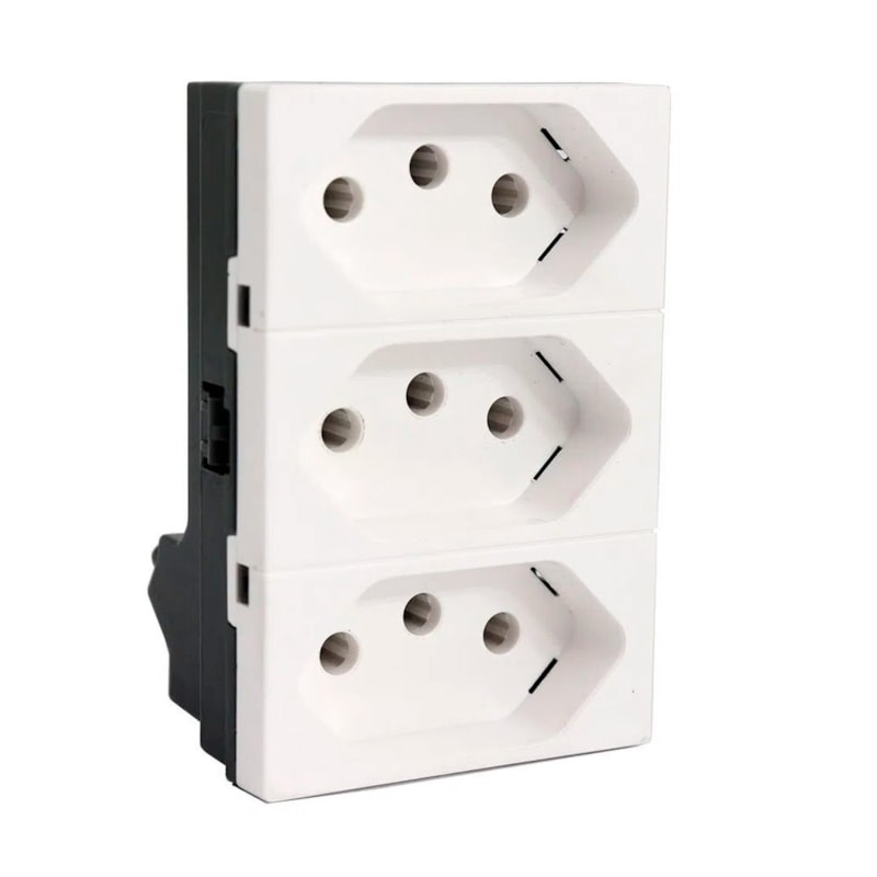 Modulo Plus+ Tomada Triplex 10A Branco Borne Automático Pial