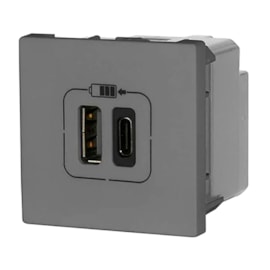 Módulo Plus+ Usb-A + Usb-C 3,0A Cinza Bivolt Pial