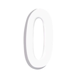 Número Residencial 3D 0 Plástico ABS Branco Metalcromo