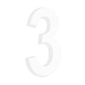 Número Residencial 3D 3 Plástico ABS Branco Metalcromo
