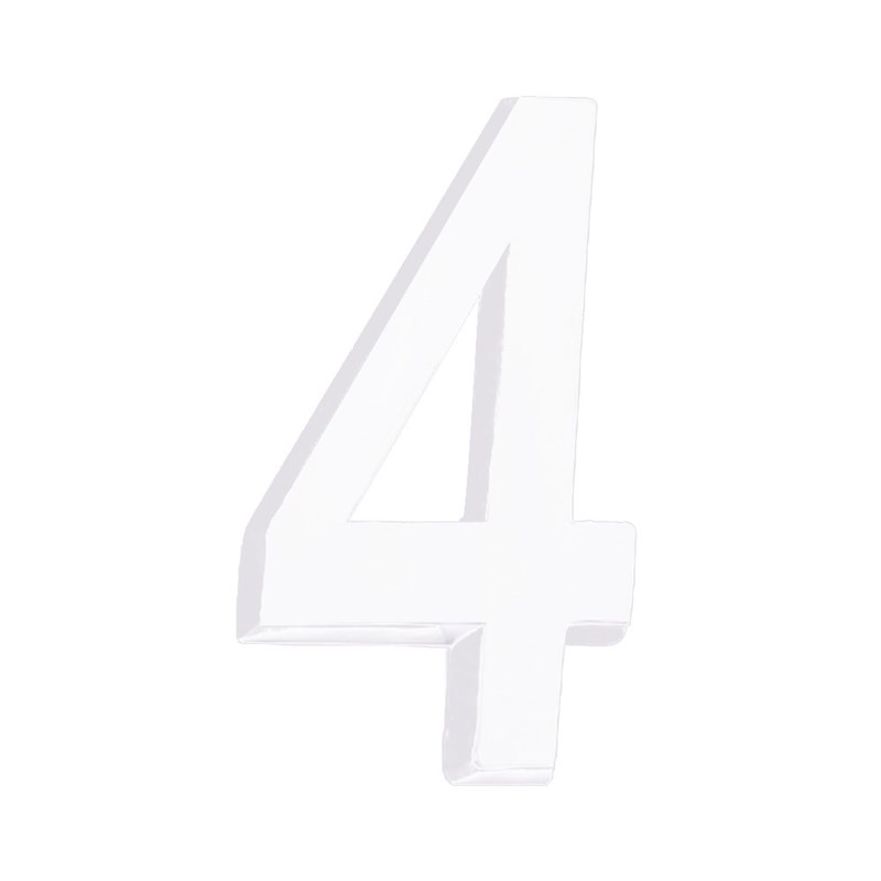 Número Residencial 3D 4 Plástico ABS Branco Metalcromo