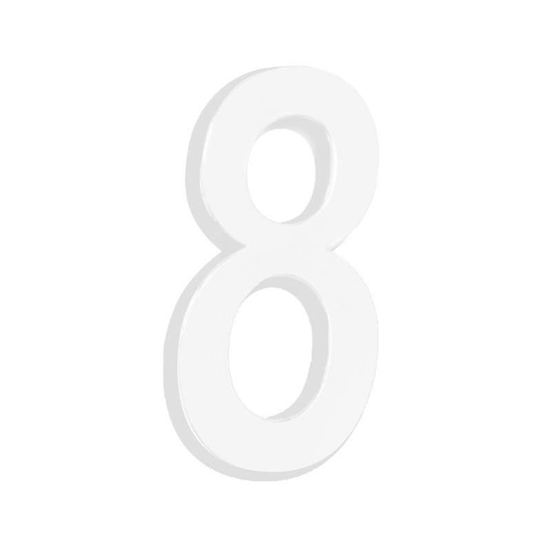 Número Residencial 3D 8 Plástico ABS Branco Metalcromo