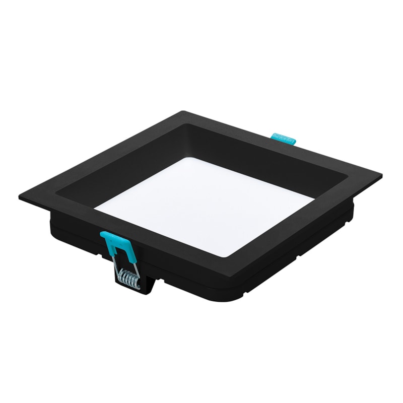Painel Led Embutir 12w 4000k 800lm Recuado Quadrado Preto  16,7cm Bivolt Stella