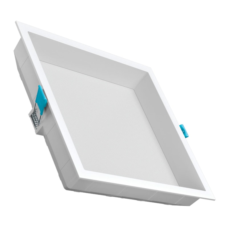 Painel Led Embutir 20W 3000K 1600Lm Recuado Quadrado Branco Stella