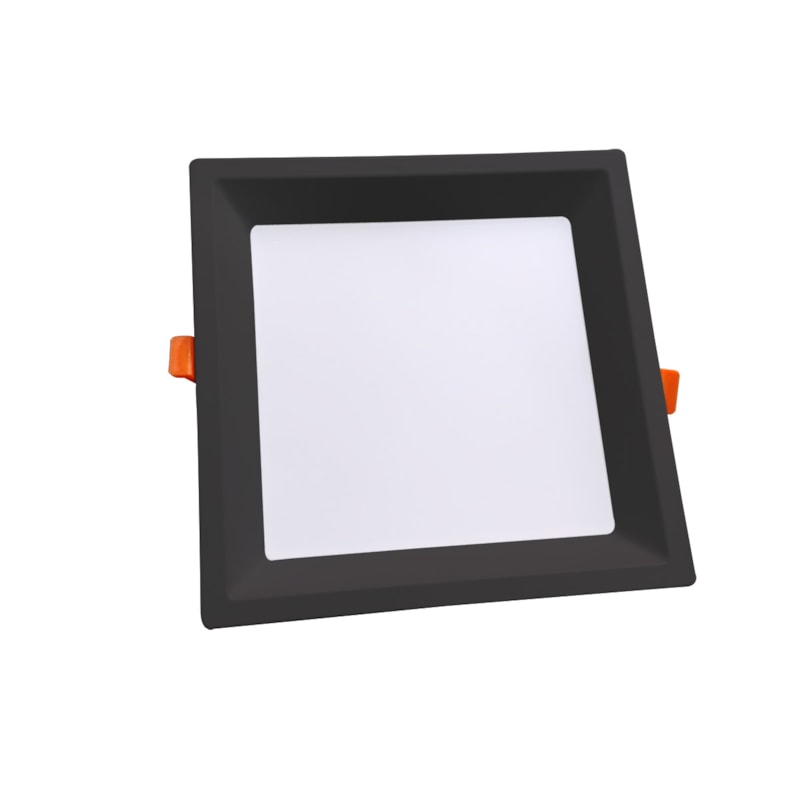 Painel Led Embutir 24W 4000K 2400Lm Recuado Quadrado Preto Luminatti
