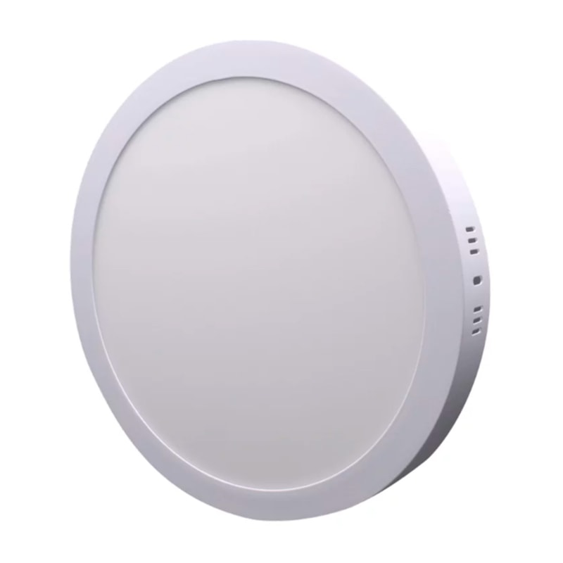 Painel LED Sobrepor 25w 3000k Branco Quente 1920lm 30cm Redondo Branco Bivolt Eletrorastro
