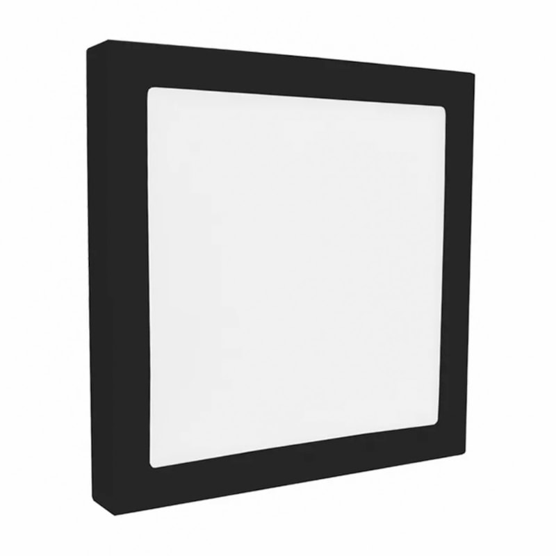 Painel Led Sobrepor 25W 4000K 1760Lm Quadrado Preto 30Cm Bivolt Save Energy