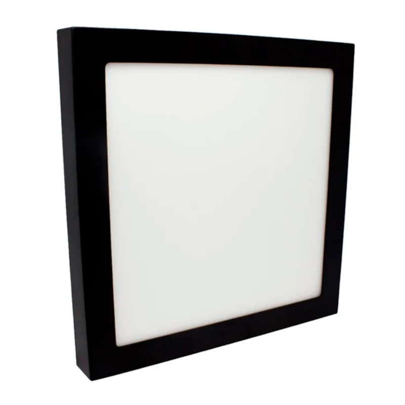Painel Led Sobrepor 25w 4000k Branco Neutro 1920 Lumens Quadrado Preto 30cm PS-254QDP Eletrorastro