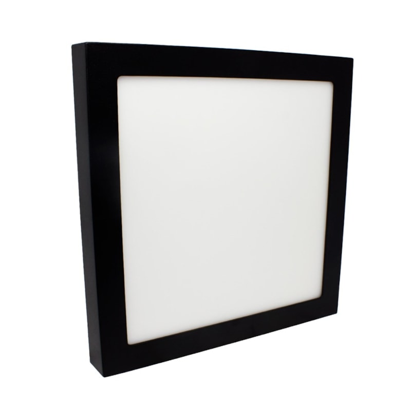 Painel Led Sobrepor 25W 5700K 1850Lm Quadrado Preto 30Cm Bivolt Save Energy
