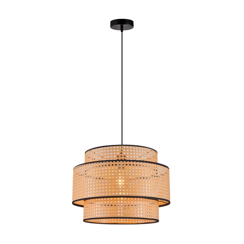 Pendente 42cm Natural e Preto 1 Lâmpada E27 Capri-004 Nitrolux