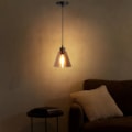 Pendente Alldrin Preto Com Vidro Fume 1 Lampada E27 Eletrorastro