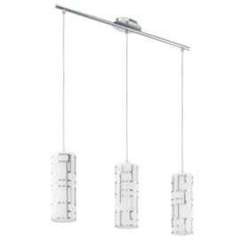 Pendente Bayman Cromado com Vidro Branco 3 Lâmpadas Eglo Pendente Bayman Cromado com Vidro Branco 3 Lâmpadas Eglo