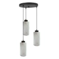 Pendente Belize Preto Com Vidro Leitoso 3 Lampadas E27 Kin