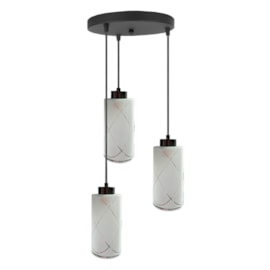 Pendente Belize Preto Com Vidro Leitoso 3 Lampadas E27 Kin