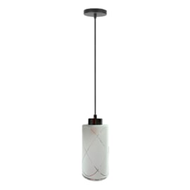 Pendente Belzse Preto Com Vidro Leitoso 1 Lampada E27 Kin