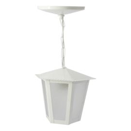 Pendente Colonial Branco Em Aco Com Vidro Leitoso 1 Lâmpada E27 Ideal