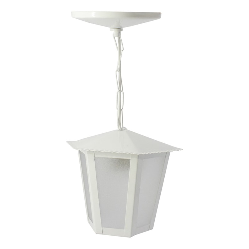 Pendente Colonial Branco Em Aco Com Vidro Leitoso 1 Lâmpada E27 Ideal
