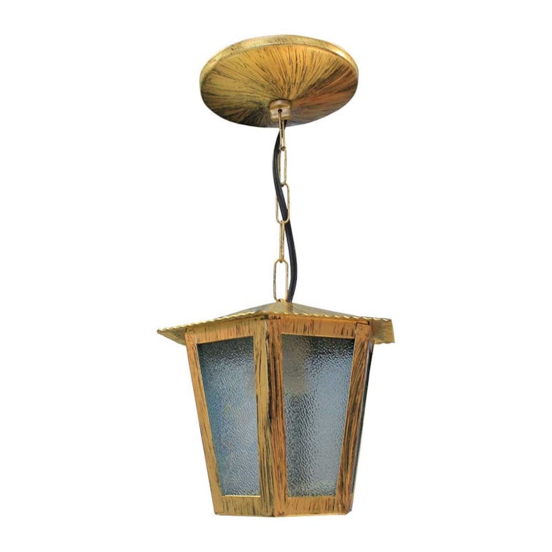 Pendente Colonial Ouro Velho Em Aço Com Vidro Leitoso 1 Lâmpada E27 Ideal