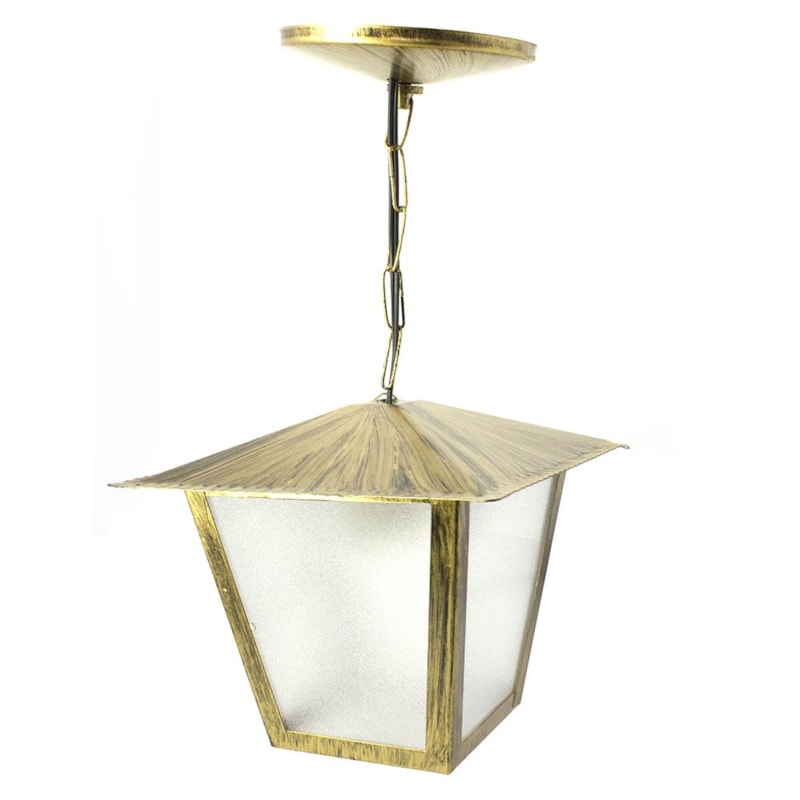 Pendente Colonial Ouro Velho Em Aço Com Vidro Leitoso 1 Lâmpada E27 Ideal