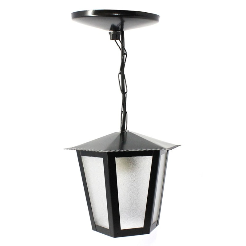 Pendente Colonial Preto Em Aco Com Vidro Leitoso 1 Lâmpada E27 Ideal