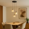 Pendente Cromado Com Cristal Transparente 3 Lâmpadas E27 Eletrorastro