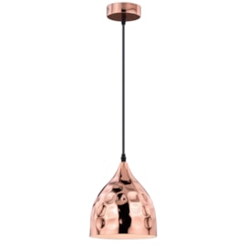 Pendente Cúpula em Metal D220 com Detalhes Circulares Cobre Eletrorastro Pendente Cúpula em Metal D220 com Detalhes Circulares Cobre Eletrorastro