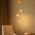 Pendente Dourado Com Cristal Transparente 3 Lâmpadas E27 Eletrorastro