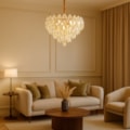 Pendente Dublin Dourado Com Cristal Transparente 60cm 10 Lâmpadas E14 Eletrorastro