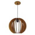 Pendente Esfera Madeira 30Cm 1 Lâmpada E27 Classic Lar