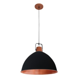 Pendente Factory "G" Preto Fosco e Cobre 47,5Cm 1 Lâmpada E27 Taschibra