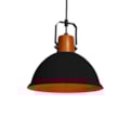 Pendente Factory "M" Preto Fosco e Cobre 37,5Cm 1 Lâmpada E27 Taschibra