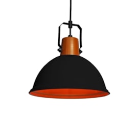 Pendente Factory "M" Preto Fosco e Cobre 37,5Cm 1 Lâmpada E27 Taschibra