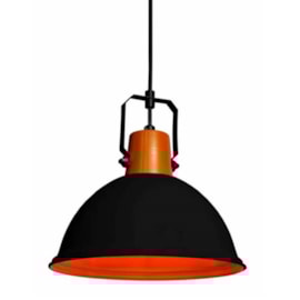 Pendente Factory "P" Preto Fosco e Cobre 27,5Cm 1 Lâmpada E27 Taschibra