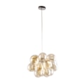 Pendente Grape Cinza Com Globo Âmbar 40cm 3 Lâmpadas G9 Nitrolux